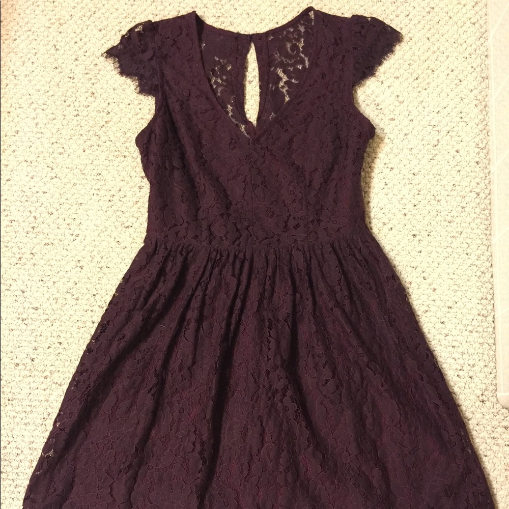 Maroon Lace Babydoll Dress